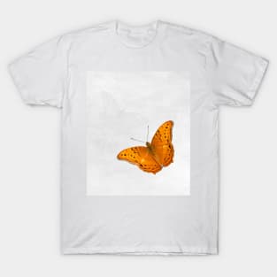Butterfly and ghost on textured white T-Shirt
